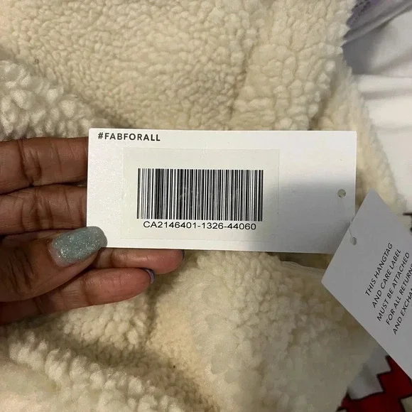 Just Fab faux shearling wrap jacket new with the tag bone white XXL - Picture 6 of 16